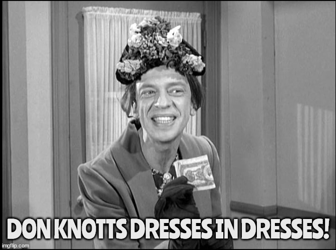 Dressesd to kill | DON KNOTTS DRESSES IN DRESSES! | image tagged in don knotts,barney in drag,andy griffith,man in drag',barney fife | made w/ Imgflip meme maker