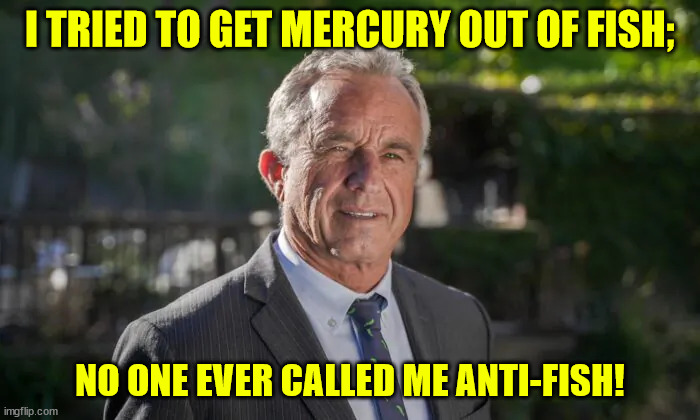 Robert F. Kennedy, Jr. | I TRIED TO GET MERCURY OUT OF FISH;; NO ONE EVER CALLED ME ANTI-FISH! | image tagged in robert f kennedy jr | made w/ Imgflip meme maker