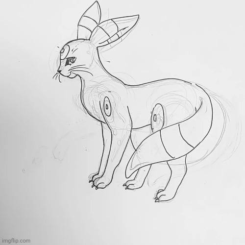 Umbreon in my style | image tagged in pokemon,drawing,umbreon,art,fanart,video games | made w/ Imgflip meme maker
