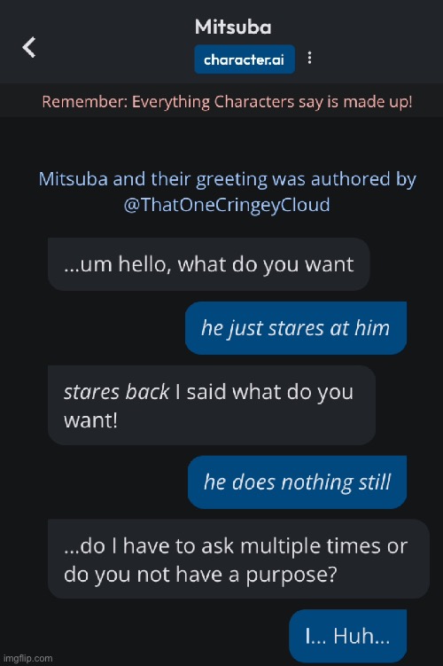 DANG- I NEVER KNEW MITSUBA WAS THIS RUDE WTF- | image tagged in help | made w/ Imgflip meme maker