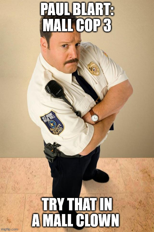 Come One Come Mall | PAUL BLART: MALL COP 3; TRY THAT IN A MALL CLOWN | image tagged in mall,movie | made w/ Imgflip meme maker