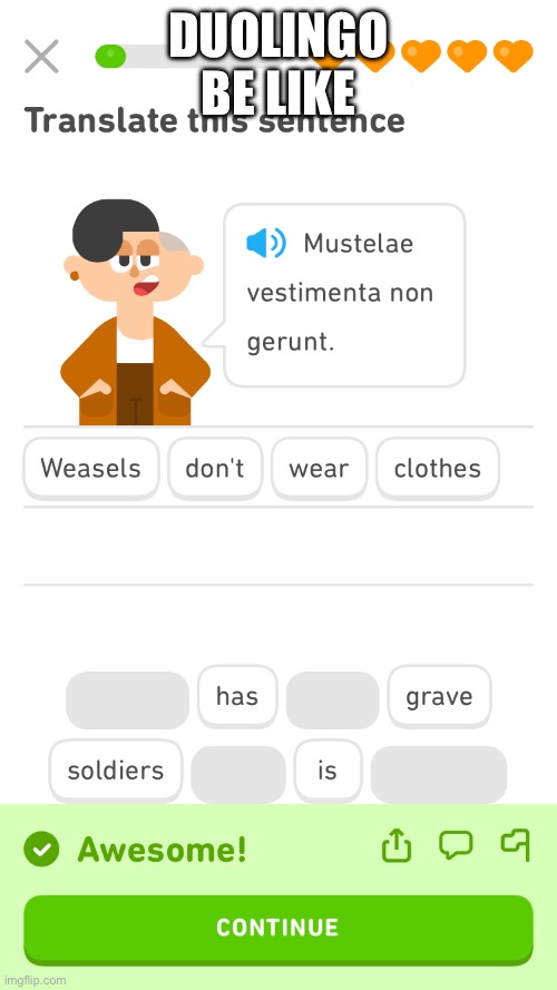 Duolingo be like | DUOLINGO BE LIKE | image tagged in duolingo be like | made w/ Imgflip meme maker