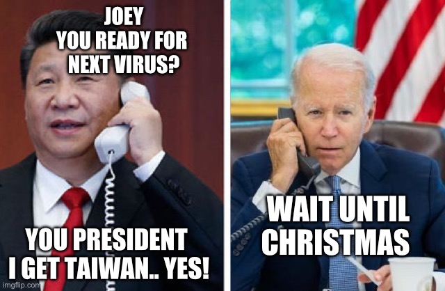 DoFus Joe | JOEY
YOU READY FOR 
NEXT VIRUS? WAIT UNTIL
CHRISTMAS; YOU PRESIDENT 
I GET TAIWAN.. YES! | image tagged in calling about your extended warranty,meme,funny,jeff | made w/ Imgflip meme maker