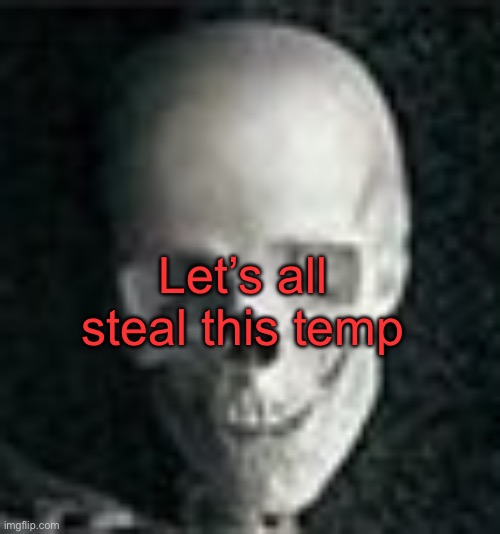 Skull | Let’s all steal this temp | image tagged in skull | made w/ Imgflip meme maker