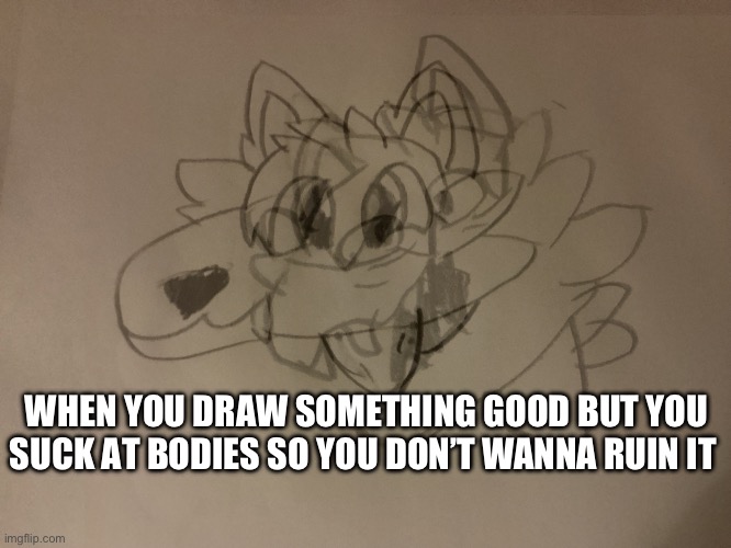 Oh god no (my template but public) | WHEN YOU DRAW SOMETHING GOOD BUT YOU SUCK AT BODIES SO YOU DON’T WANNA RUIN IT | image tagged in panicking furry | made w/ Imgflip meme maker