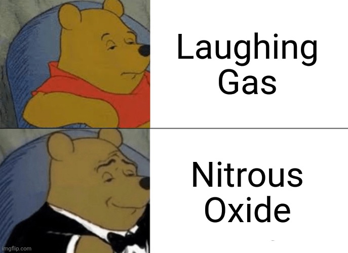 Tuxedo Winnie The Pooh | Laughing Gas; Nitrous Oxide | image tagged in memes,tuxedo winnie the pooh | made w/ Imgflip meme maker