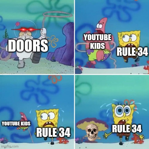 RUN RUN I'M AM COMING FOR YOU | YOUTUBE KIDS; DOORS; RULE 34; YOUTUBE KIDS; RULE 34; RULE 34 | image tagged in sandy lasso,doors,roblox doors | made w/ Imgflip meme maker