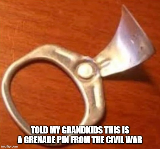 Told my grandkids this is a Grenade pin from the Civil War | TOLD MY GRANDKIDS THIS IS A GRENADE PIN FROM THE CIVIL WAR | image tagged in civil war,marines | made w/ Imgflip meme maker