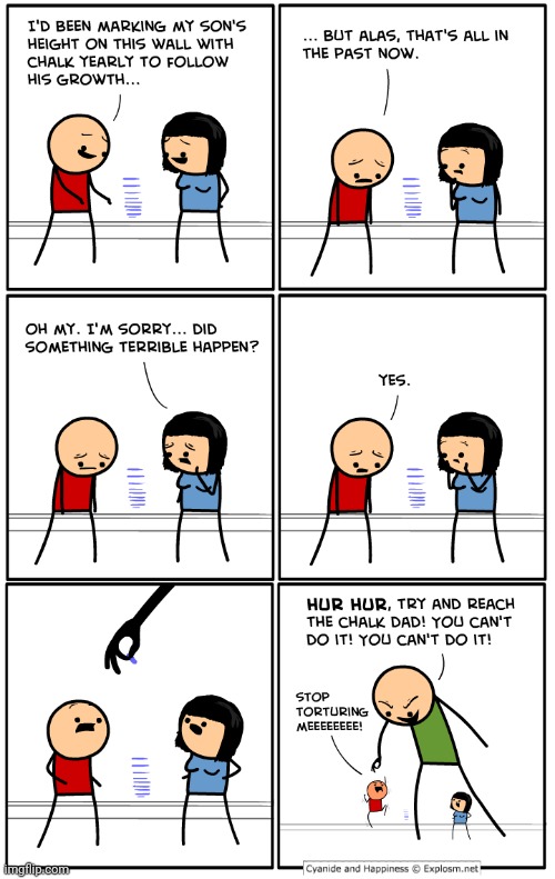 Chalk | image tagged in height,chalk,giant,cyanide and happiness,comics,comics/cartoons | made w/ Imgflip meme maker