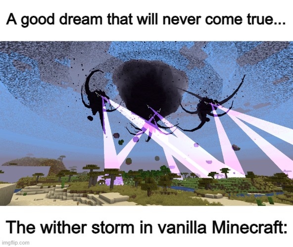 I would love this tbh :) | A good dream that will never come true... The wither storm in vanilla Minecraft: | made w/ Imgflip meme maker