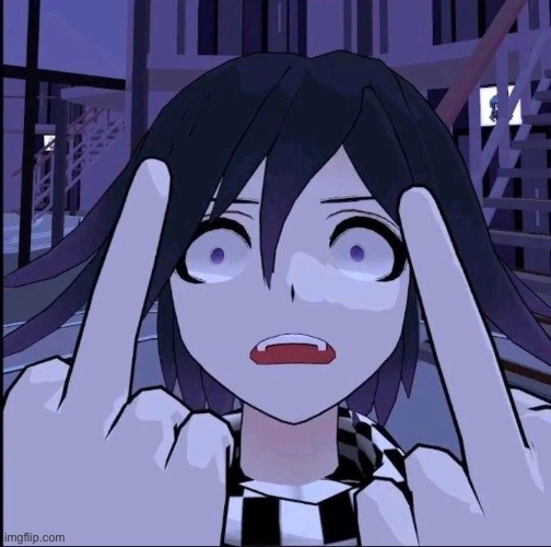 Kokichi Oma middle finger | image tagged in kokichi oma middle finger | made w/ Imgflip meme maker