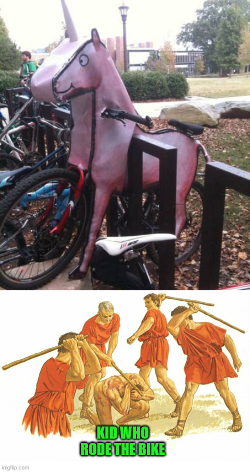 KID WHO RODE THE BIKE | image tagged in man beaten by a group | made w/ Imgflip meme maker