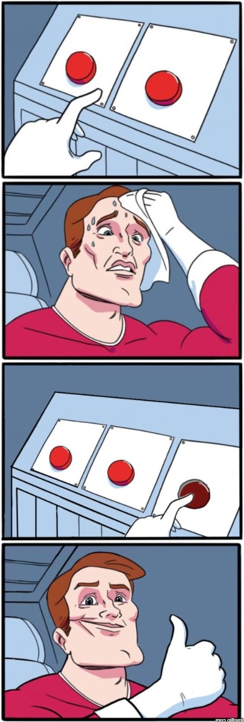 High Quality 3 buttons reversed Blank Meme Template
