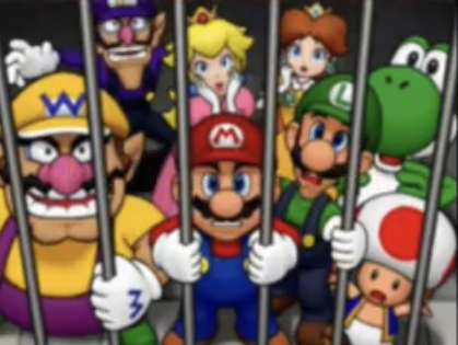 High Quality Mario and the others captured/in jail Blank Meme Template