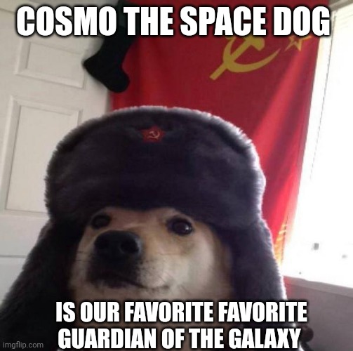 Cosmo is da best boi from the Soviet Union | COSMO THE SPACE DOG; IS OUR FAVORITE FAVORITE GUARDIAN OF THE GALAXY | image tagged in russian doge | made w/ Imgflip meme maker