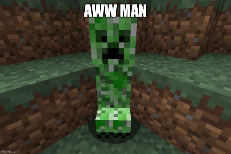 creeper aww man | AWW MAN | image tagged in creeper aww man | made w/ Imgflip meme maker