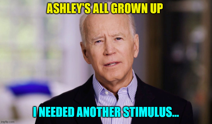 Joe Biden 2020 | ASHLEY'S ALL GROWN UP I NEEDED ANOTHER STIMULUS... | image tagged in joe biden 2020 | made w/ Imgflip meme maker
