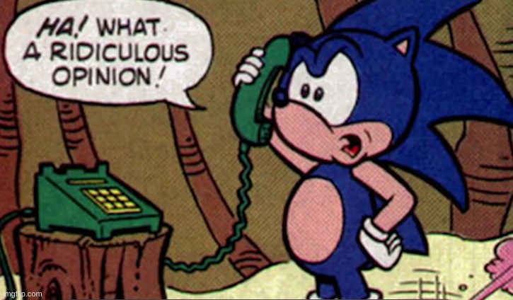 early 90s sonic was wildin | image tagged in sonic ha what a ridiculous opinion | made w/ Imgflip meme maker