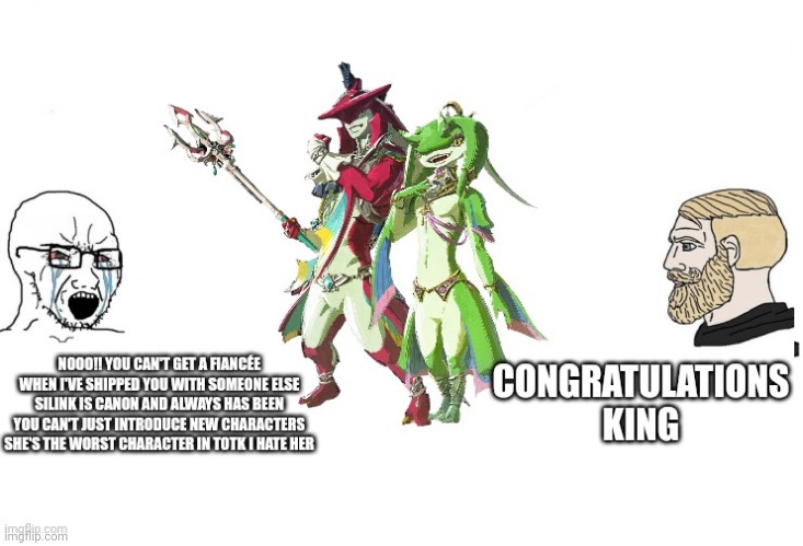 Yona and Sidon | image tagged in soyboy vs yes chad,zelda,the legend of zelda,the legend of zelda breath of the wild,legend of zelda | made w/ Imgflip meme maker
