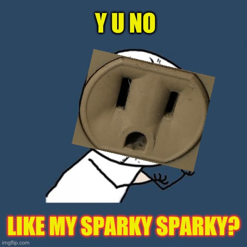 Y U No Meme | Y U NO LIKE MY SPARKY SPARKY? | image tagged in memes,y u no | made w/ Imgflip meme maker