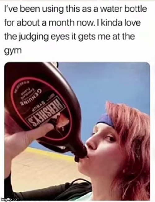 when they think your drinking chocolate syrup at the gym XD | image tagged in chocolate milk,gym,wierd,funny,staring,disguise | made w/ Imgflip meme maker