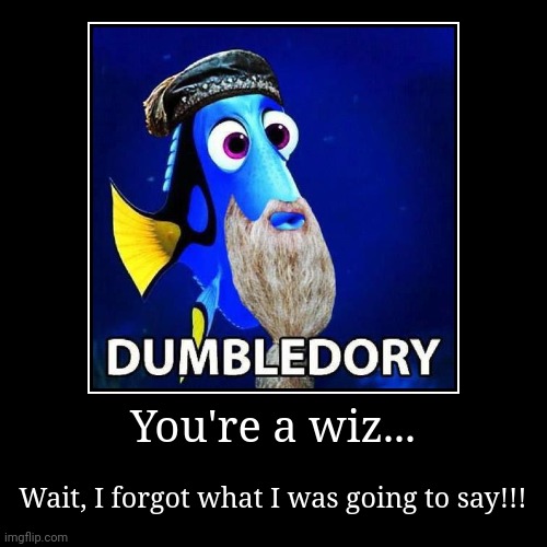 When you're a wizard headmaster with short term memory loss | You're a wiz... | Wait, I forgot what I was going to say!!! | image tagged in funny,demotivationals | made w/ Imgflip demotivational maker