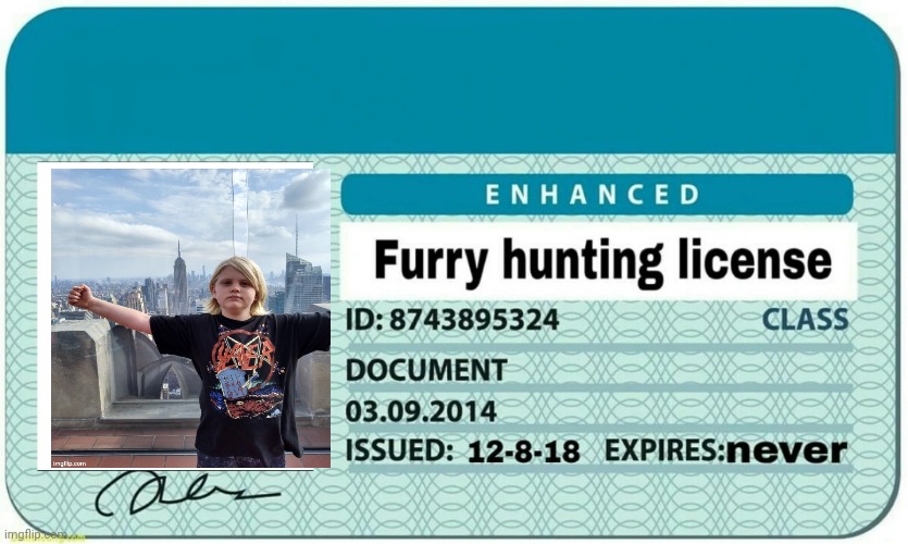 High Quality Sinx_yt furry hunting license Blank Meme Template