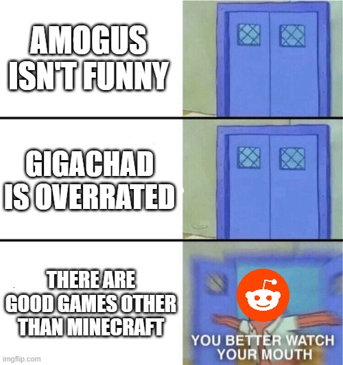 You better watch your mouth | AMOGUS ISN'T FUNNY; GIGACHAD IS OVERRATED; THERE ARE GOOD GAMES OTHER THAN MINECRAFT | image tagged in you better watch your mouth | made w/ Imgflip meme maker