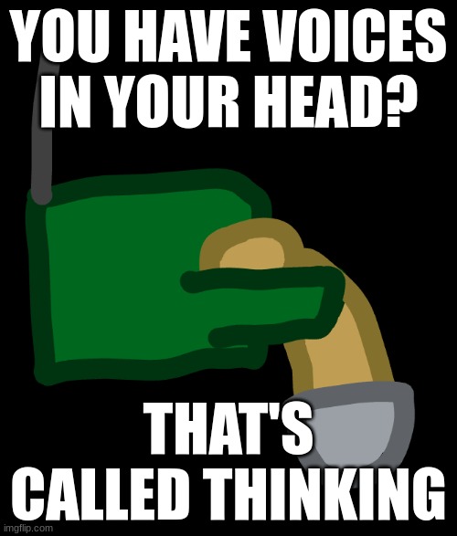 YOU HAVE VOICES IN YOUR HEAD? THAT'S CALLED THINKING | made w/ Imgflip meme maker