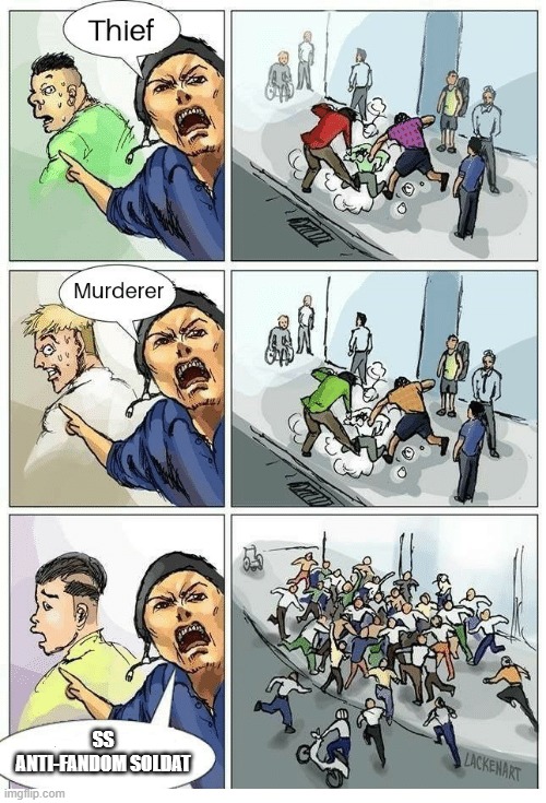 Theif! Murderer! | SS ANTI-FANDOM SOLDAT | image tagged in theif murderer | made w/ Imgflip meme maker