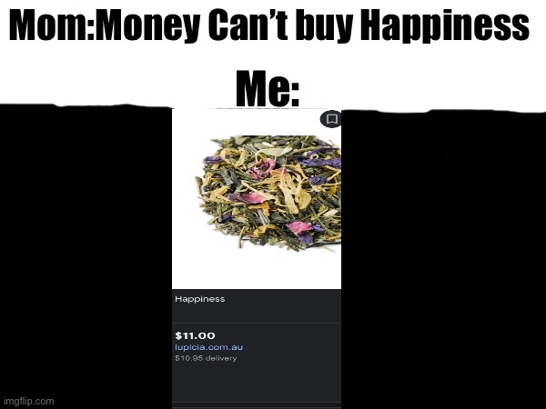 Lies I’ve been told | Mom:Money Can’t buy Happiness; Me: | image tagged in memes,funny,i guess,money,oh wow are you actually reading these tags,stop reading the tags | made w/ Imgflip meme maker