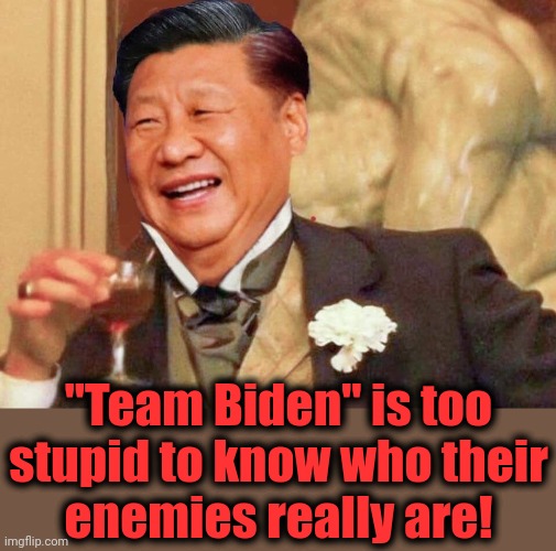 Xi Jinping laughing | "Team Biden" is too
stupid to know who their
enemies really are! | image tagged in xi jinping laughing | made w/ Imgflip meme maker