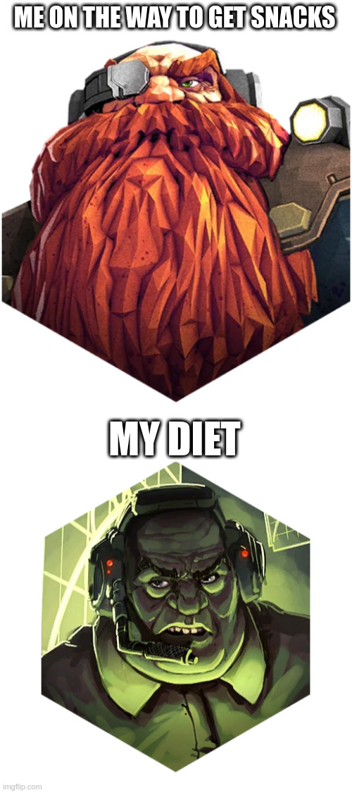 DRG diet control | ME ON THE WAY TO GET SNACKS; MY DIET | image tagged in drg scout portrait,snacks,diet,mission control | made w/ Imgflip meme maker