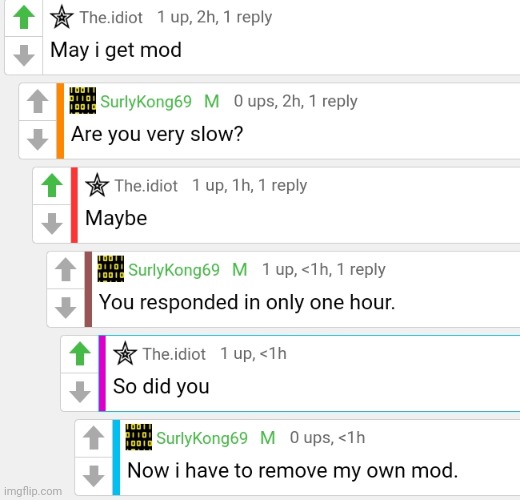 Everyday we stray further from mod | image tagged in msmg,stop it get some help,that asshole surlykong,strikes again | made w/ Imgflip meme maker