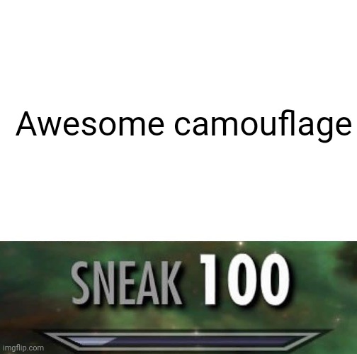 Sneak 100 | Awesome camouflage | image tagged in sneak 100 | made w/ Imgflip meme maker