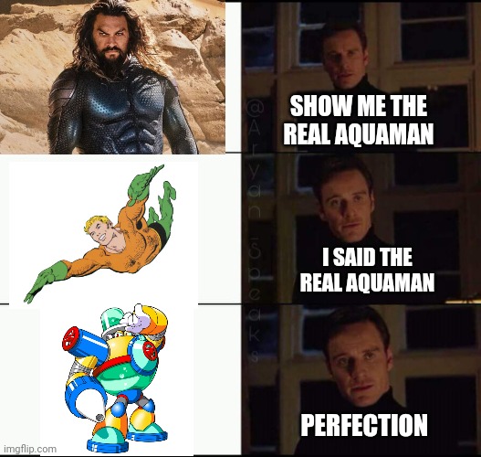 The real Aquaman | SHOW ME THE REAL AQUAMAN; I SAID THE REAL AQUAMAN; PERFECTION | image tagged in show me the real | made w/ Imgflip meme maker