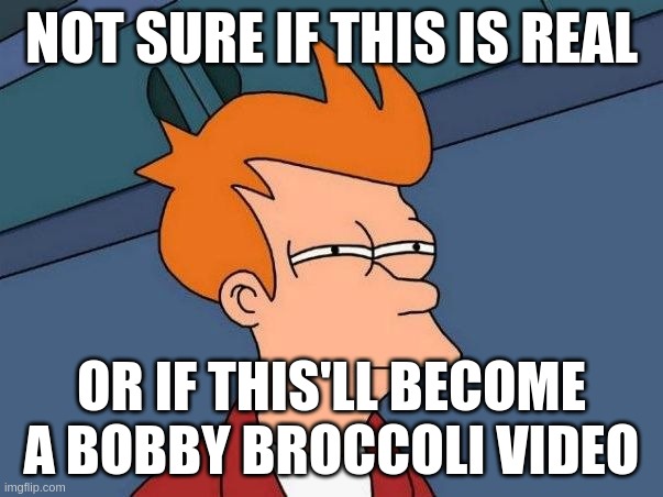 Not sure if- fry | NOT SURE IF THIS IS REAL; OR IF THIS'LL BECOME A BOBBY BROCCOLI VIDEO | image tagged in not sure if- fry | made w/ Imgflip meme maker