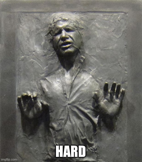 Han Solo Frozen Carbonite | HARD | image tagged in han solo frozen carbonite | made w/ Imgflip meme maker