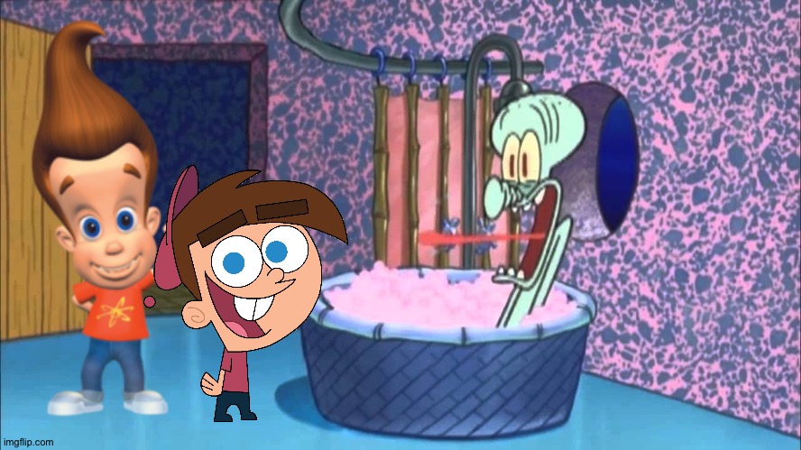 Jimmy and Timmy go to Squidward's house | image tagged in who dropped by squidward's house | made w/ Imgflip meme maker
