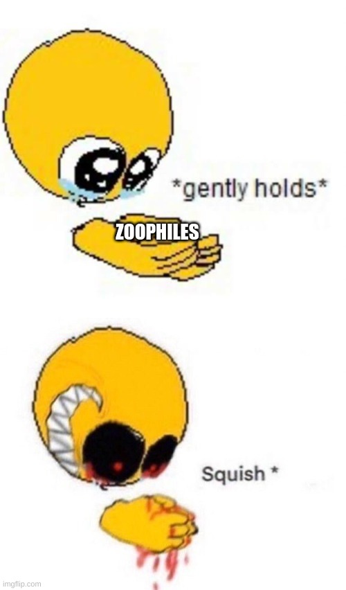 Gently holds squish | ZOOPHILES | image tagged in gently holds squish | made w/ Imgflip meme maker