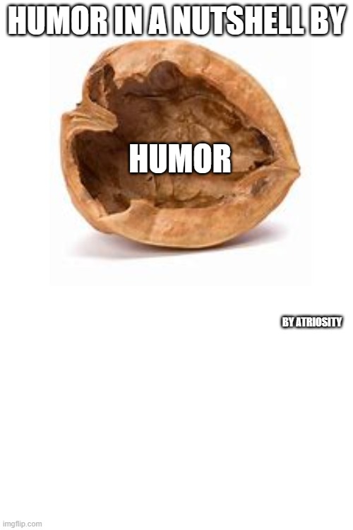 Humor in a nutshell | HUMOR IN A NUTSHELL BY; HUMOR; BY ATRIOSITY | image tagged in funny memes | made w/ Imgflip meme maker