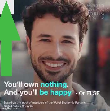 You'll own nothing, and you'll be happy | - Or ELSE... | image tagged in you'll own nothing and you'll be happy | made w/ Imgflip meme maker