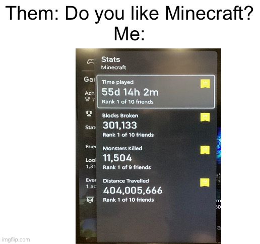 Yes, I may be addicted to Minecraft… | Them: Do you like Minecraft?

Me: | image tagged in blank white template | made w/ Imgflip meme maker