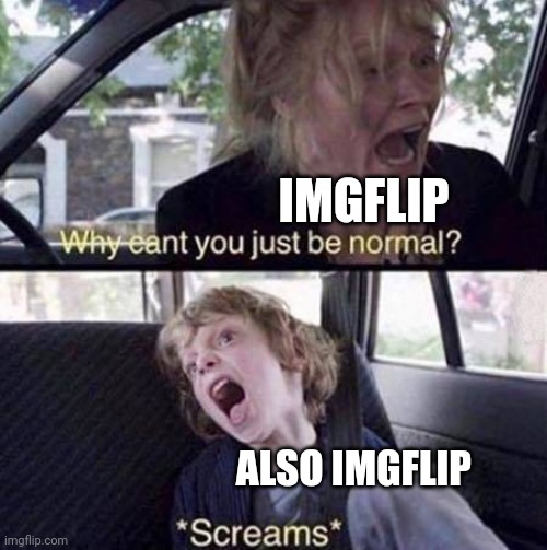 When the | IMGFLIP; ALSO IMGFLIP | image tagged in why can't you just be normal | made w/ Imgflip meme maker