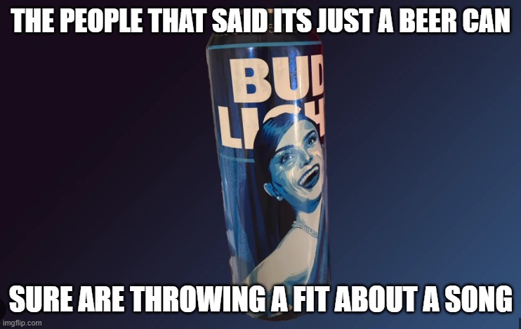 little town | THE PEOPLE THAT SAID ITS JUST A BEER CAN; SURE ARE THROWING A FIT ABOUT A SONG | image tagged in bud light,small town,woke | made w/ Imgflip meme maker