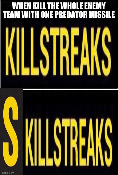 From killstreaks to skillstreaks | WHEN KILL THE WHOLE ENEMY TEAM WITH ONE PREDATOR MISSILE | image tagged in cod,call of duty | made w/ Imgflip meme maker