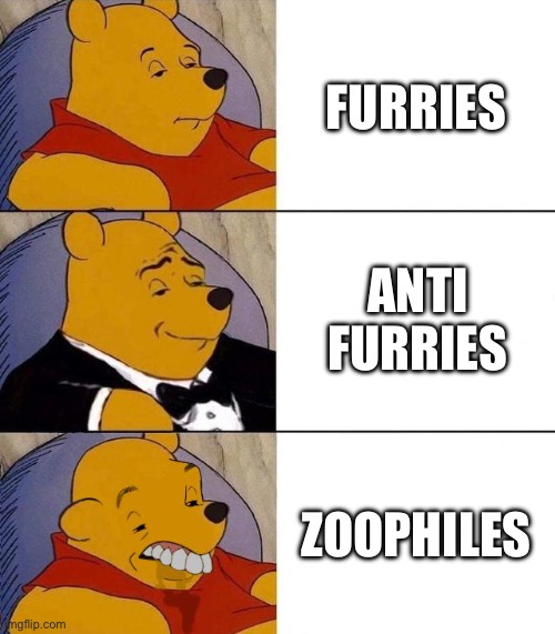 There’s bad, good, and disgusting. | FURRIES; ANTI FURRIES; ZOOPHILES | image tagged in best better blurst | made w/ Imgflip meme maker