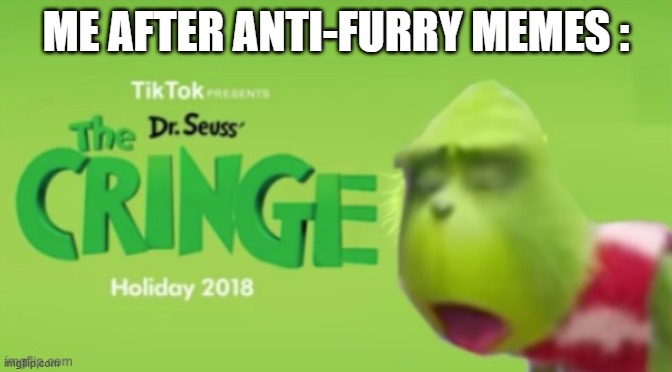 Dr Seuss the CRINGE | ME AFTER ANTI-FURRY MEMES : | image tagged in dr seuss the cringe | made w/ Imgflip meme maker