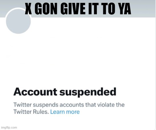 Conservative suspensions | X GON GIVE IT TO YA | image tagged in twitter,x,elon musk,suspension,time out,banned | made w/ Imgflip meme maker