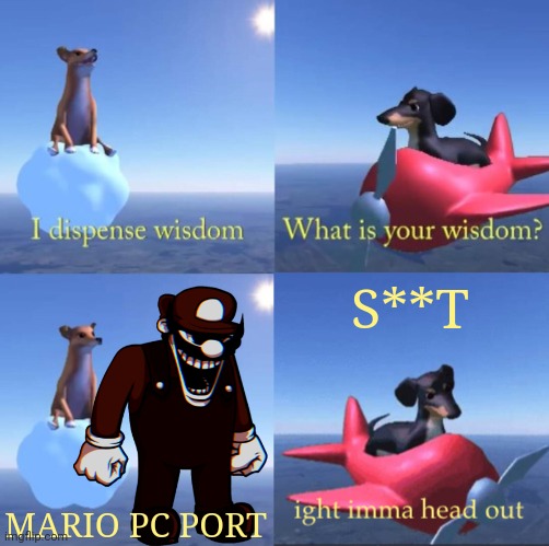SPOOKY | S**T; MARIO PC PORT | image tagged in wisdom dog rejected,horror | made w/ Imgflip meme maker